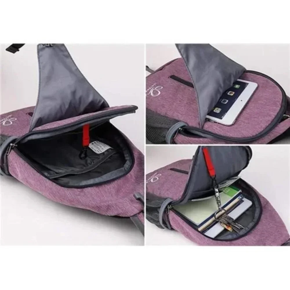 Crossbody Sling Backpack Sling Bag Purple - Picture 4 of 7